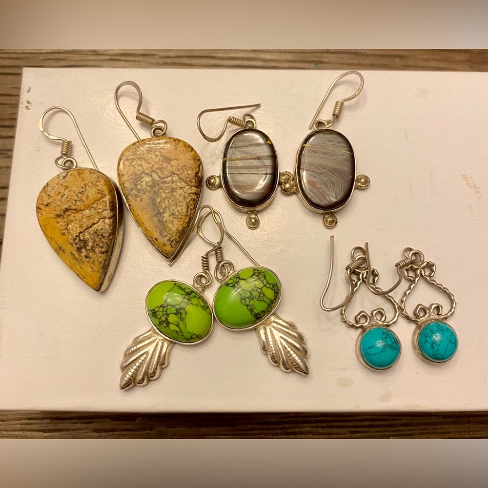 Lot Of Sterling And Semi-Precious Stone Earrings